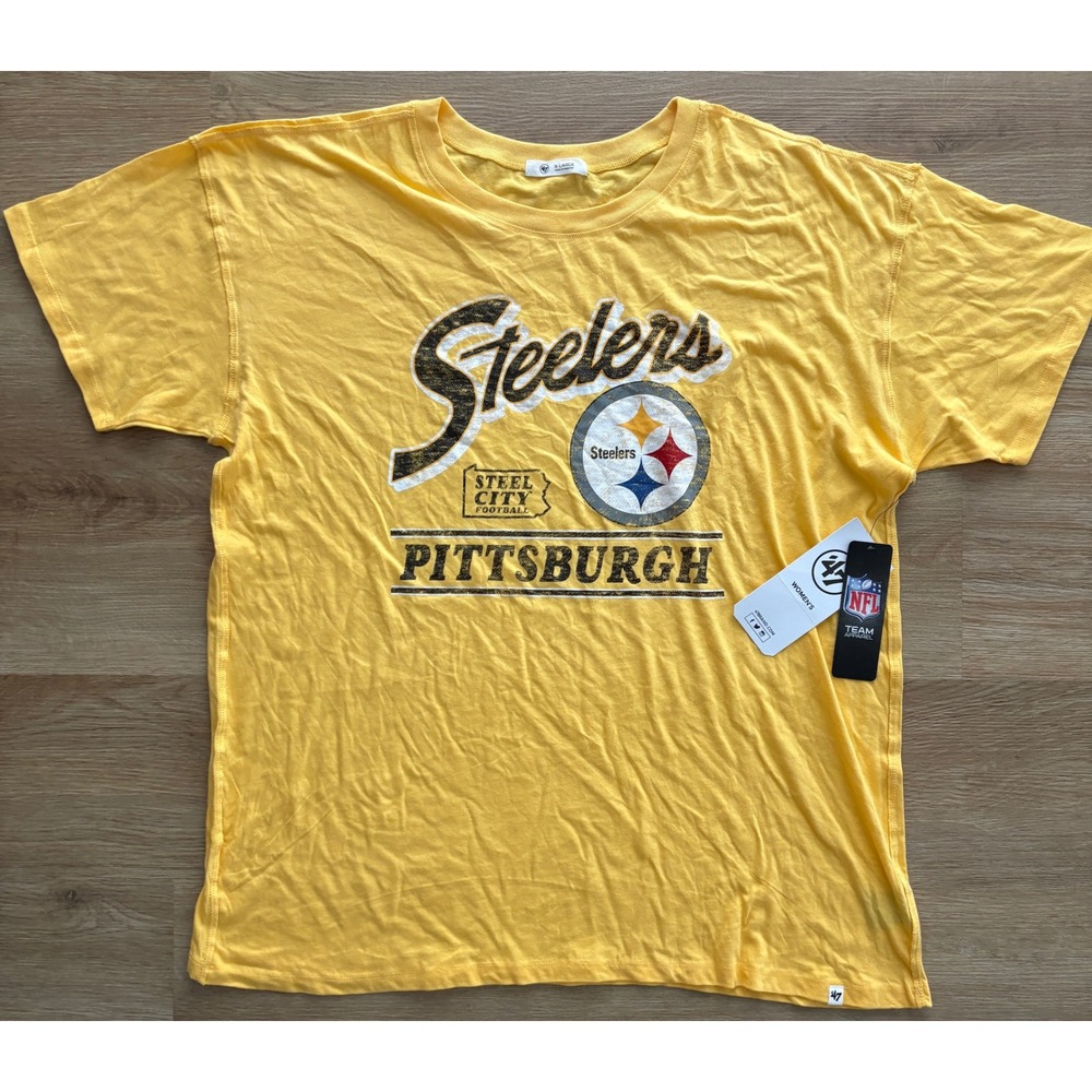 NWT Women's 47 Brand Pittsburgh Steelers Steel City Tee - XL - Gold